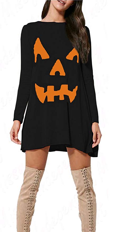 Mitch ® Ladies Womens Halloween Pumpkin Swing Dress Oufit Costume Available in PLUS SIZES