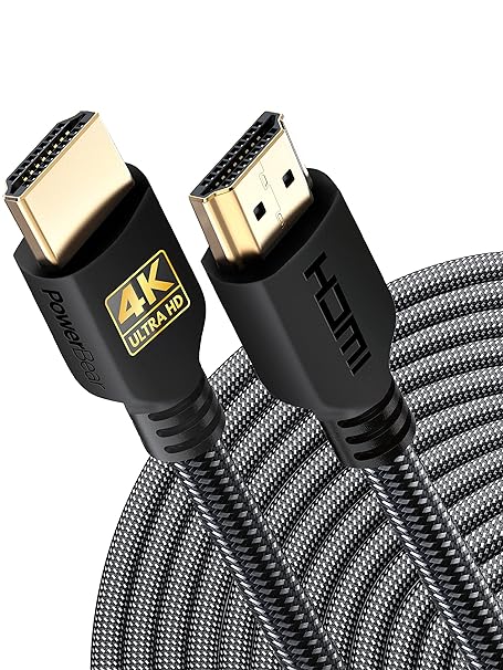 PowerBear 4K HDMI Cable 75 ft | High Speed, Braided Nylon & Gold Connectors, 4K @ 60Hz, Ultra HD, 2K, 1080P & ARC Compatible | for Laptop, Monitor, PS5, PS4, Xbox One, Fire TV, Apple TV & More