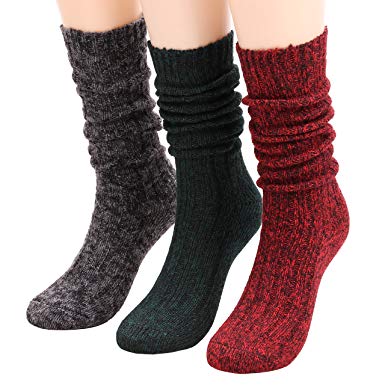 Galsang 3 Pairs Women’s Winter Cable Knit Leg Warmer Knee High Socks Size 5-11 A156