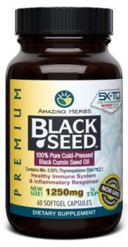 Amazing Herbs Premium Black Seed Oil 1250mg 60sfg (Pack of 3)