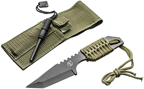 SE KHK6320-FFP Khk6320 Outdoor Tanto Knife with Fire Starter, Black