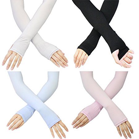 MAIBU 4 Pairs Outdoor UV Protection Arm Sleeves Cooling Hand Cover