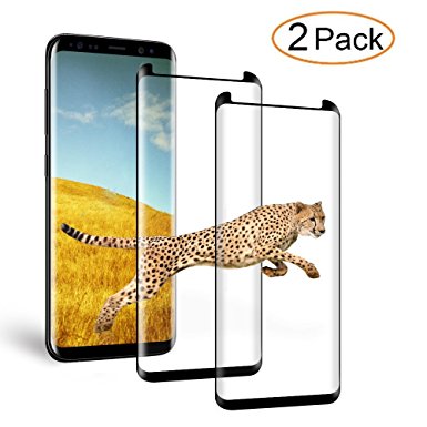 [2-Pack] Galaxy S8 Plus Glass Screen Protector, XKAUDIE Screen Protector [No Bubbles][Anti-Glare][Anti Fingerprint] 3D Curved Tempered Glass Screen Protector for Samsung Galaxy S8 Plus - Black