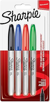 Sharpie Permanent Markers | Fine Point | Assorted Standard Colours | 4 Count