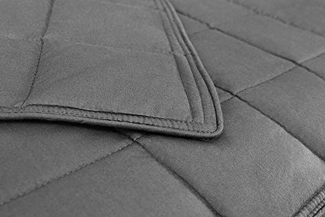 AckBrands 60" x 80" - 15 Lb Weighted Blanket - Slate Gray - Premium Cotton with Glass Beads - Double Stitched Edges - Veteran Owned