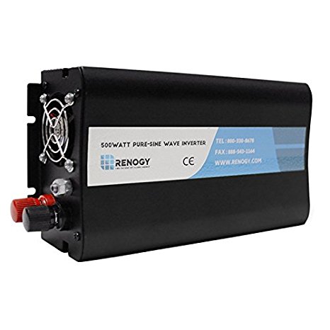 Renogy 500W 12V Off-Grid Pure-Sine Wave Battery Inverter w/ Cables