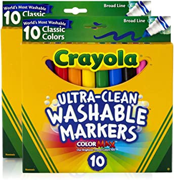 Crayola Ultraclean Broadline Classic Washable Markers (10 Count), (Pack of 2)