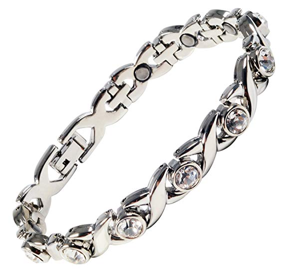 Ladies Magnetic Bracelet Silver Finish Natural Pain Relief Therapy by MnB Magnetic Bracelets