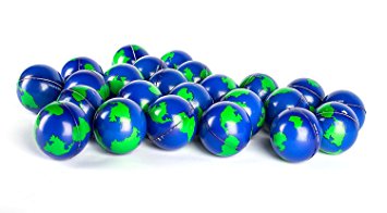 Bulk Lot of 2 Dozen World Stress Balls Earth Stress Relief Toys Therapeutic Educational Balls 24 Globe Squeeze 2 " Stress Balls