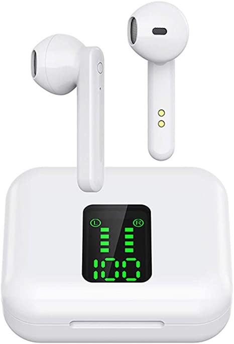 Wireless Bluetooth 5.0 earphones, Stereo earbuds, IPX5 Waterproof stereo sports earphones noise-canceling, Compatible with iPhone airpods android ios