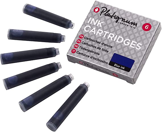 Platignum Fountain Pen Cartridge Blue [Pack of 6] Ref: 50519