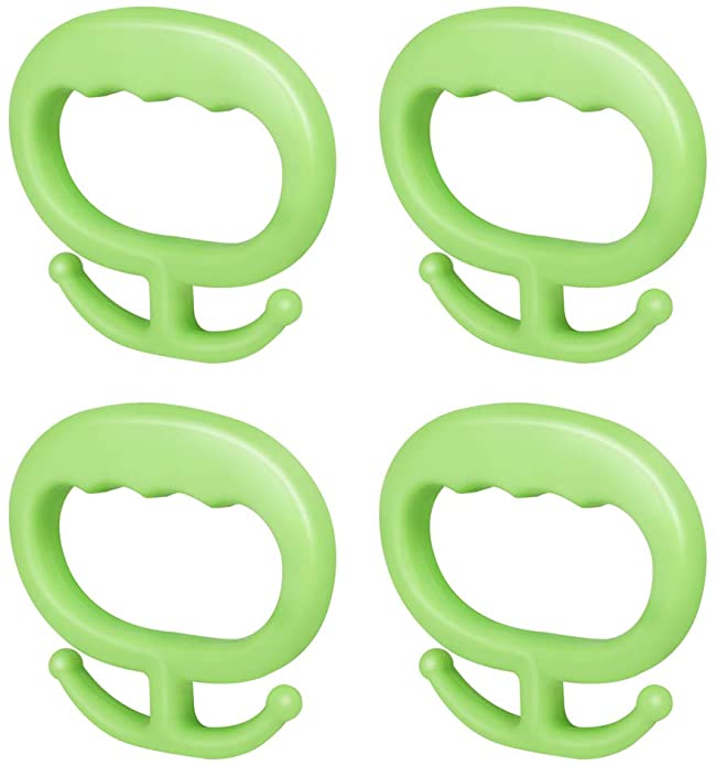 Picowe 4 Pack Grocery Bag Holder, Shopping Bag Handle Carrier, Holds Up to 80lbs, Plastic, Green