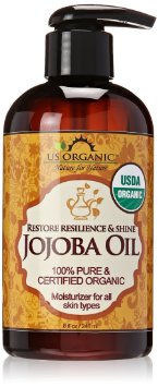 1 Organic Jojoba Oil Certified Organic by USDA100 Pure and Natural Cold Pressed Virgin Unrefined Amber Plastic Bottle with Pump for Easy Application US Organic 8 oz 240 ml
