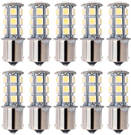 Kuman 10X LED Replacement Bulb 1156 BA15S 1141 LED 18 SMD 5050 Interior RV Camper 36W SUV MPV Car Turn Tail Signal Bulbs Brake Light Lamp Backup Lamps White KL01