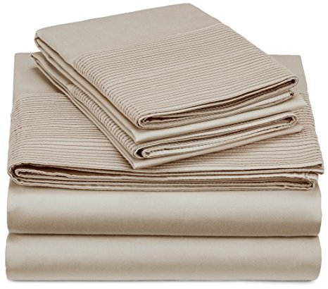 Pinzon 400-Thread-Count Pleated Hem Sheet Set - Queen, Parchment