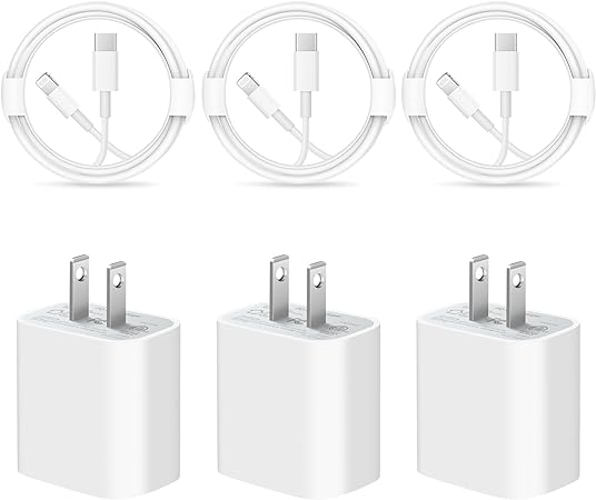 iPhone Charger Fast Charging【MFi Certified】 3 Pack cargador 20W Super Fast Charger USB C Wall Charger with 6FT Fast Charging Cable for iPhone 14 13 12 11 Plus,Pro Max,Pro/Mini/XR/iPad
