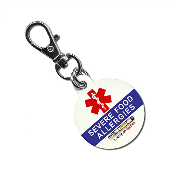 SEVERE FOOD ALLERGIES I Carry an EpiPen Medical Alert 1.25 inch Aluminum Dog Tag