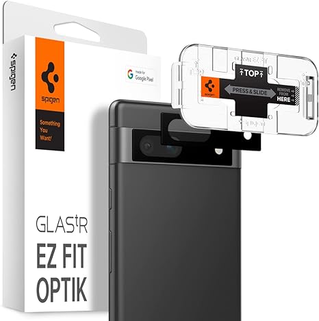 SPIGEN EZ Fit GLAS.tR Optik Pro Camera Lens Protector Designed for Google Pixel 7a (2023) Tempered Glass [2-Pack] - Black