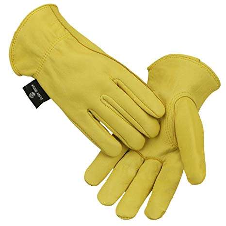 Handing workshop Leather Gloves Sheepskin Gloves for Driving/Riding/Gardening/Farm - Extremely Soft and Sweat-absorbent - Perfect Fit for Men & Women (Medium)