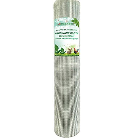 1/4 Hardware Cloth 36 x 50 23 gauge Galvanized Welded Wire Metal Mesh Roll Vegetables Garden Rabbit Fencing Snake Fence for Chicken Run Critters Gopher Racoons Opossum Rehab Cage Wire Window