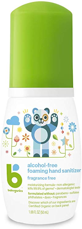 Babyganics Alcohol-Free Foaming Hand Sanitizer, On-The-Go, Fragrance Free, 1.69 oz, Packaging May Vary