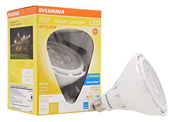 SYLVANIA Ultra LED Night Chaser, PAR38, 250W Equivalent, 2650 Lumen, Replacement for Halogen Flood Spot Light, Medium Base E26, Dimmable, 3000K Bright White