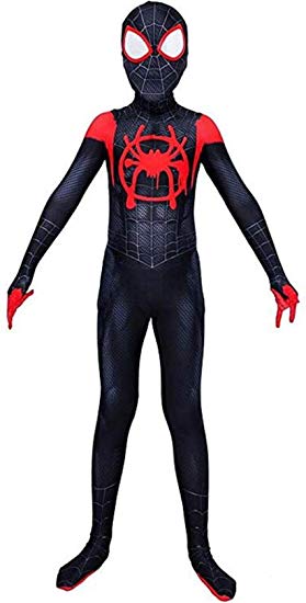 Ddhiyiy Toddler Kids Spider Verse Miles Morales Bodysuit Kids and Adult Black Spider Tights Zentai Costume