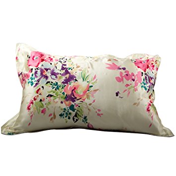 IBraFashion Silk Pillowcase for Hair and Skin Beauty Floral Print Standard/Queen