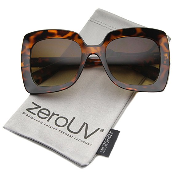 zeroUV - Oversize Chunky Frame Metal Accent Temple Square Sunglasses 53mm