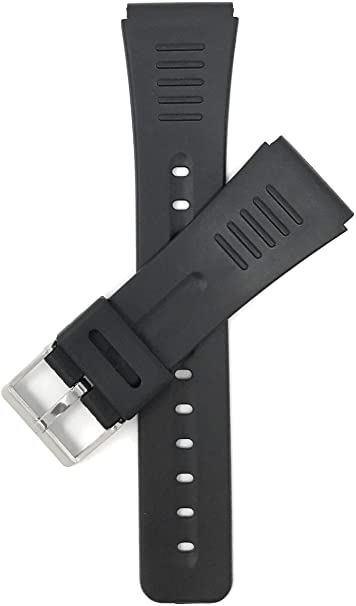 Bandini Rubber Watch Band, Black, Sport Fits Casio Databank and More, 2 Spring Bars Included (18mm and 20mm)