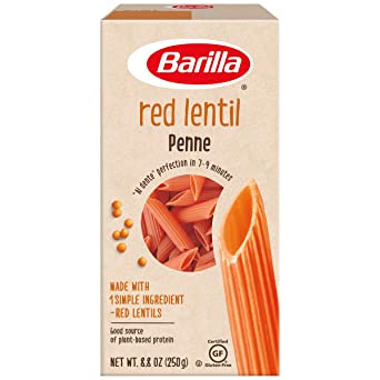 Barilla Red Lentil Pasta, Gluten Free Pasta, Penne, 8.8 oz| Plant Based Protein Pasta | Naturally Gluten Free Pasta | Veggie Pasta | Vegan Pasta