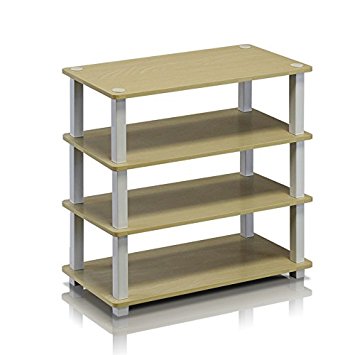 Furinno 13081SBE/WH Turn-S-Tube 4-Tier Shoe Rack, Steam Beech/White
