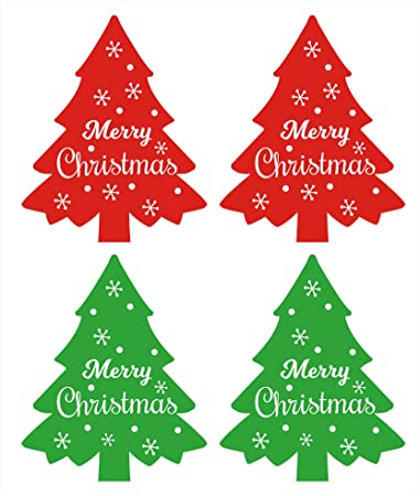 Merry Christmas Tree Stickers Seals Labels (Pack of 300) - 2.2 x 1.8" Christmas Stickers/Christmas Tags/Holiday Sticker for Cards Gift Envelope Decorative Seals