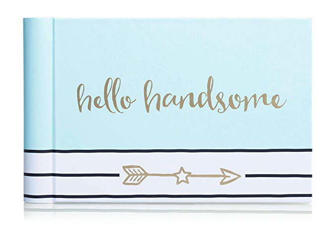 Pearhead Hello Handsome Brag Book, A Perfect Gift for Expecting Parents, or Addition to Baby Registry, Blue