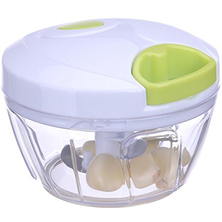 Migecon Manual Food Chopper with 3-Blades:a Compact and Powerful Hand Held Vegetable Slicer/Dicer as Seen on TV
