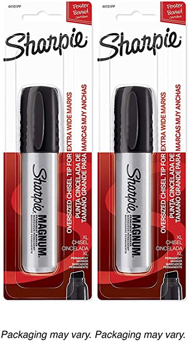 Sharpie 44101PP Magnum Permanent Marker, Chisel Tip, Black, 1-Count - 2 Pack