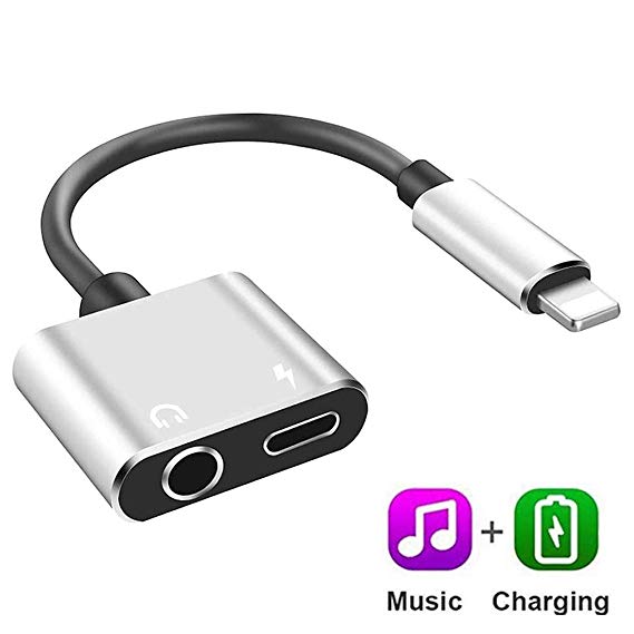 ZYNUN for iPhone 8 Headphone Jack Adapter for iPhone 7/7Plus /8 /8Plus /X/XS/XS Max Headphone Splitter Adapter for iPhone Dongle 2 in 1 Chargers & Audio Connector Charger Cable Support All iOS System