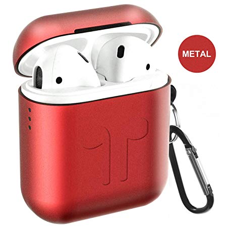 Metal Airpods Case 2019 Newest Full Protective Skin Cover Accessories Kits Compatible Airpods Charging Case Ultra Lightweight Dustproof Scratchproof Case-RED