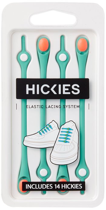 HICKIES Elastic No Tie Shoelaces (Turquoise & Orange)