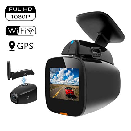Matego Dash Cam 1080P WiFi Dash Camera for Car Dashboard Camera Mini Front Driving Recorder with GPS, WDR, G-Sensor, Night Vision, Parking Monitor, Loop Recording and Motion Detection 150°Wide Angle