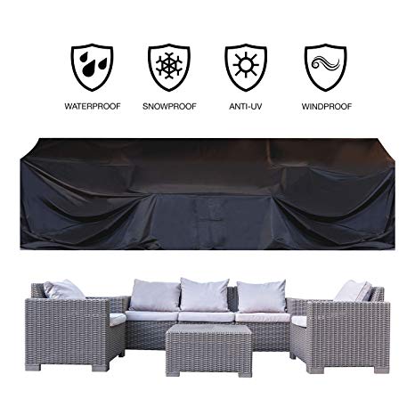 JOORY Patio Furniture Cover Outdoor sectional Furniture Covers Waterproof Dust Proof Furniture Lounge Porch Winter Sofa Cover Protector D126”x W63”x H28”
