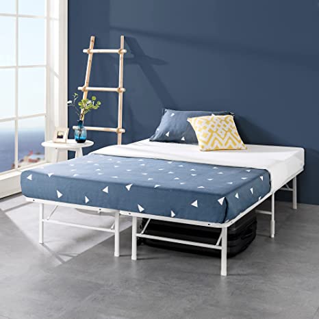 ZINUS SmartBase Tool-Free Assembly Mattress Foundation / 14 Inch Metal Platform Bed Frame / No Box Spring Needed / Sturdy Steel Frame / Underbed Storage, White, Queen