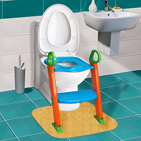 GPCT [Portable] [3-In-1] Kids Toddlers Potty Training Seat W/ Step Stool. Sturdy, Comfortable, Safe, Built In Non-Slip Steps W/ Anti-Slip Pads. Excellent Potty Seat Step Trainer For Boys/Girls/Baby