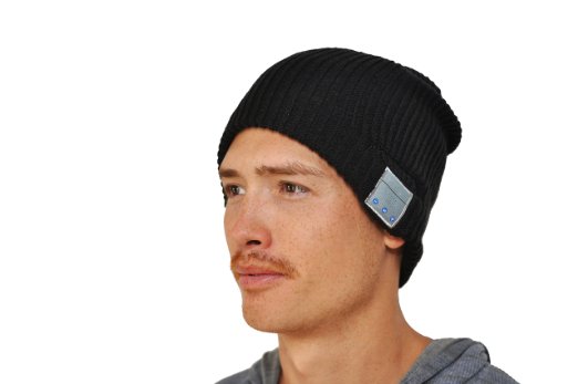 Bluetooth Beanie Hat - Black - Wireless Hands Free - Built In Headset - Works With Every Device - iPhone Galaxy S3 S4 S5 S6