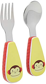 Skip Hop Toddler Utensils, Fork and Spoon Set, Monkey