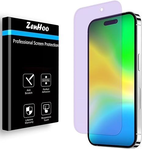 ZenHoo For iPhone 15 Pro, Anti Blue Light [Eye Protection] Tempered Glass Screen Protector