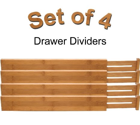 Lipper International Bamboo Kitchen Drawer Dividers, Set of 4