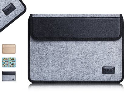 iPad Pro Case Sleeve FYY 100 Handmade Premium Leather and Durable Felt Sleeve Case Cover with Pocket for Apple iPad Pro 129 2015 Grey and Black