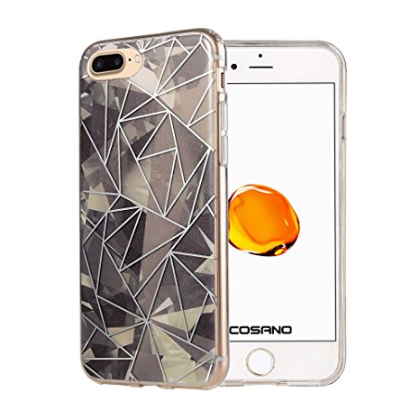 iPhone 7plus case, iPhone 8plus case, COSANO Premium Quality [Hard PC Back   Soft TPU Bumper] Fashion Luxury Hybrid Sparkling Shiny Glitter case Protective Case for iPhone 7/8 plus (Diamond 7P)