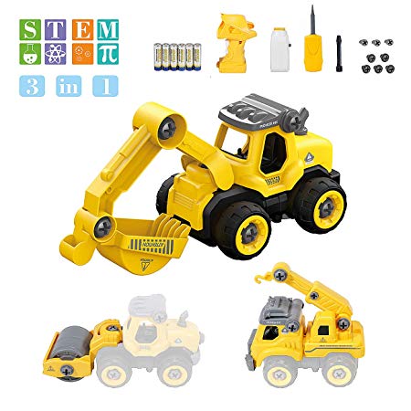 Take Apart Toys Remote Truck - TFS Assembly Toy Bulldozer Constructions Building Vehicles Play Set with Electric RC Screwdriver, Ideal Educational STEM Toy Toddlers Boys Girls Aged 3, 4, 5, 6